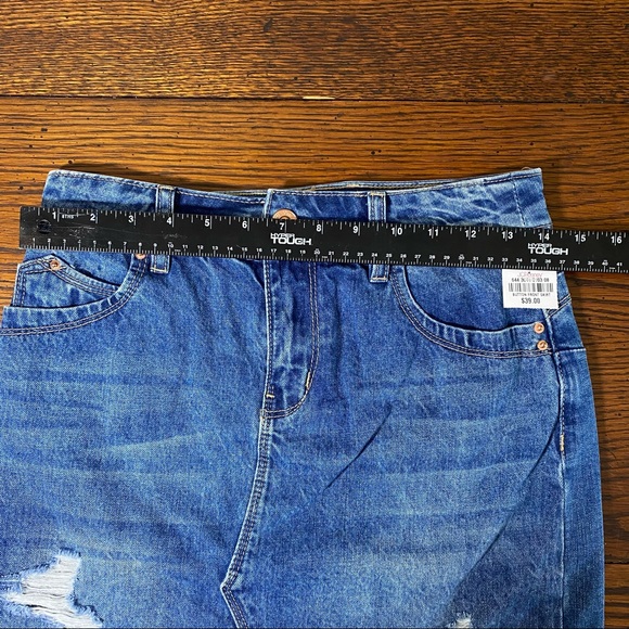 YMI Mini Skirt High Waist Small Distressed Denim Mini Skirt Frayed Hem P… - Picture 5 of 7
